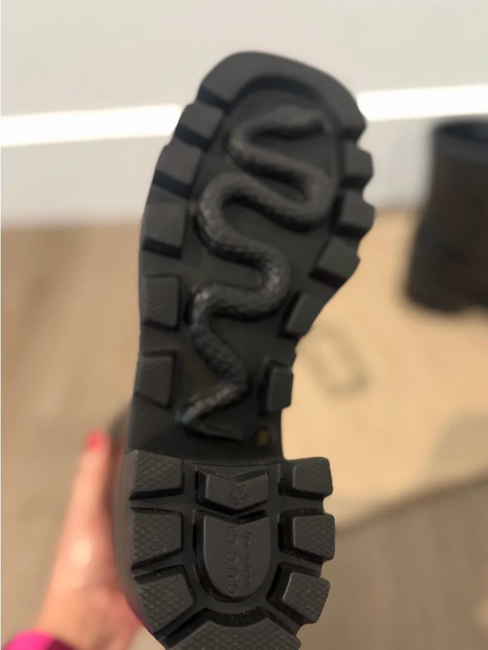 Gucci Black Glossy Rubber Horsebit Chunky Ankle Boots - Picture 5 of 5